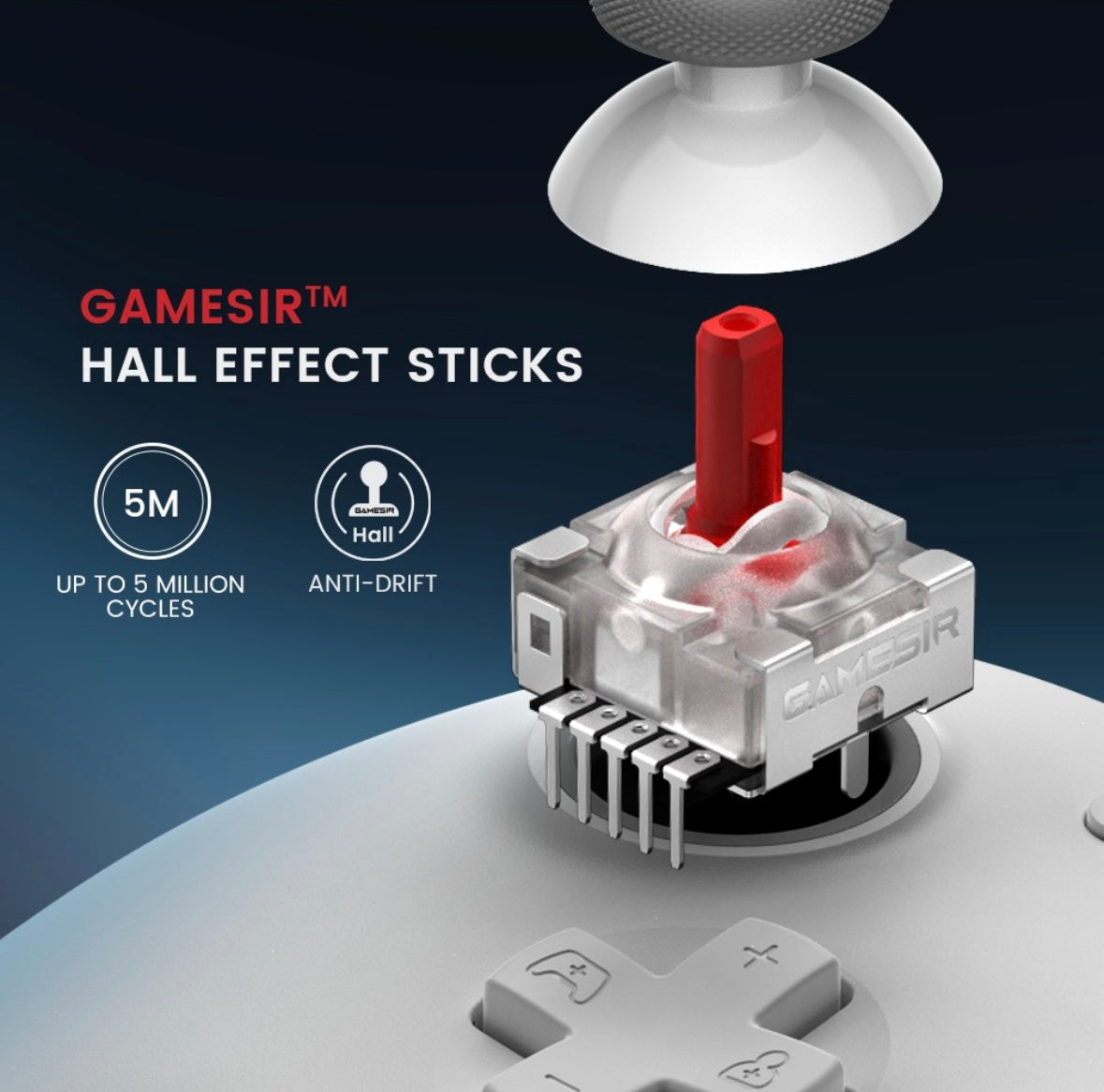 Mando con cable Gamesir G7 HE (compatible con Xbox/PC), equipado con sensor Hall, color: blanco.