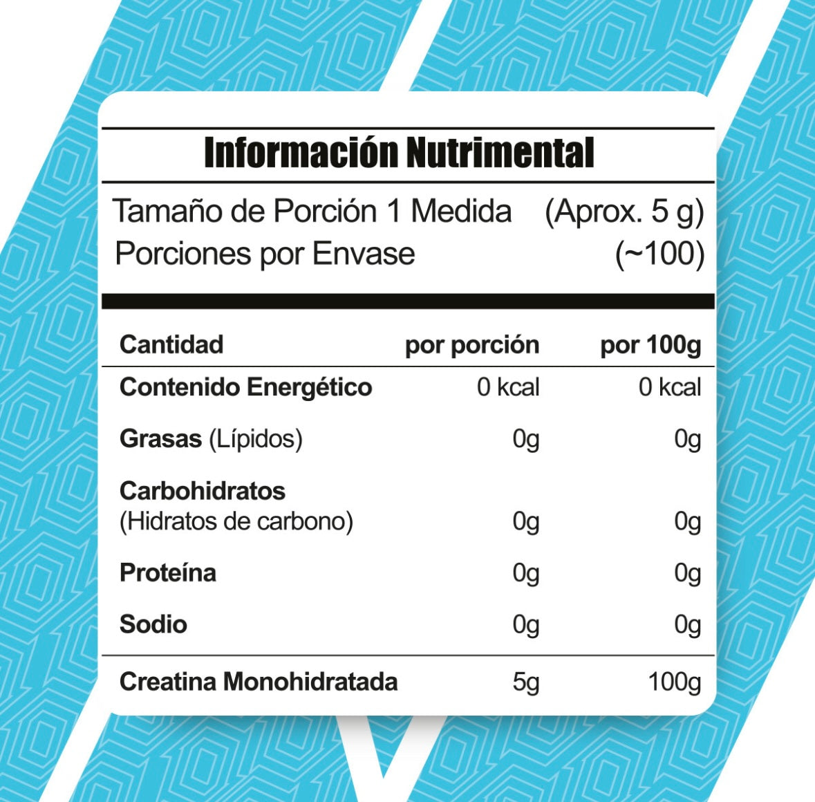 Creatina Monohidratada 500 G Meta Nutrition 100 porciones En Polvo De Alta Pureza Sin Sabor
