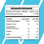 Creatina Monohidratada 500 G Meta Nutrition 100 porciones En Polvo De Alta Pureza Sin Sabor