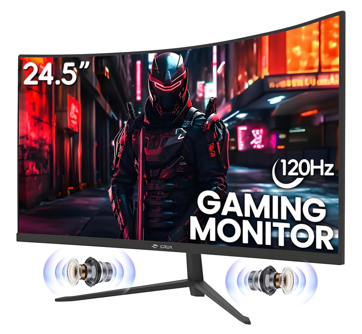Monitor Gamer Crua CR240QA Curb con pantalla de 24.5" 120Hz y resolución Full HD HDMI VGA LED Negro