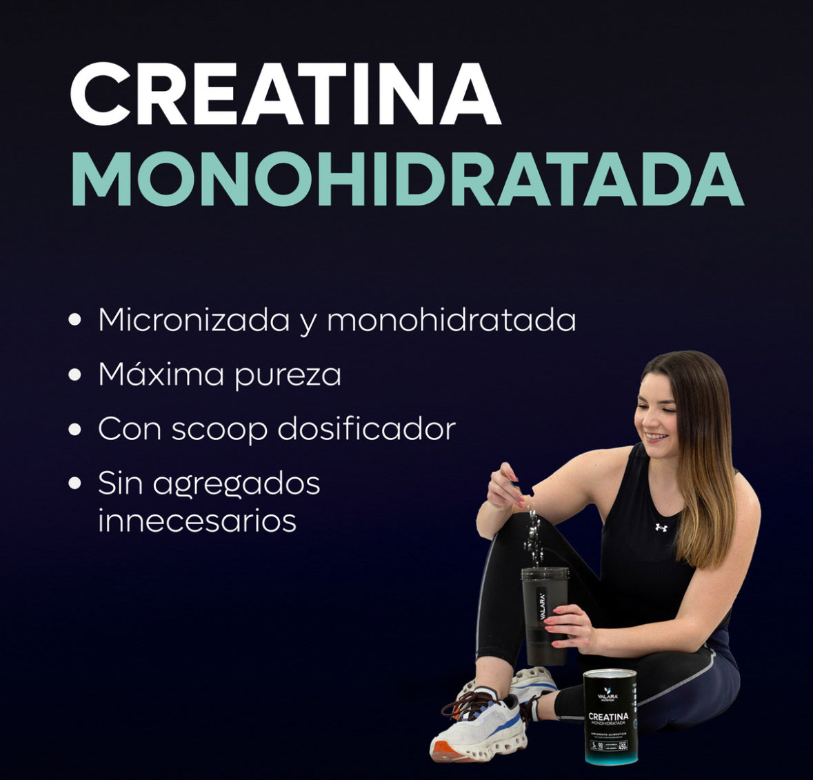 Valara Creatina Monohidratada 1 Kg Maxima Pureza 200 Porciones - Suplemento Deportivo En Polvo Sin Azúcar Sin Sabor Con Scoop Dosificador
