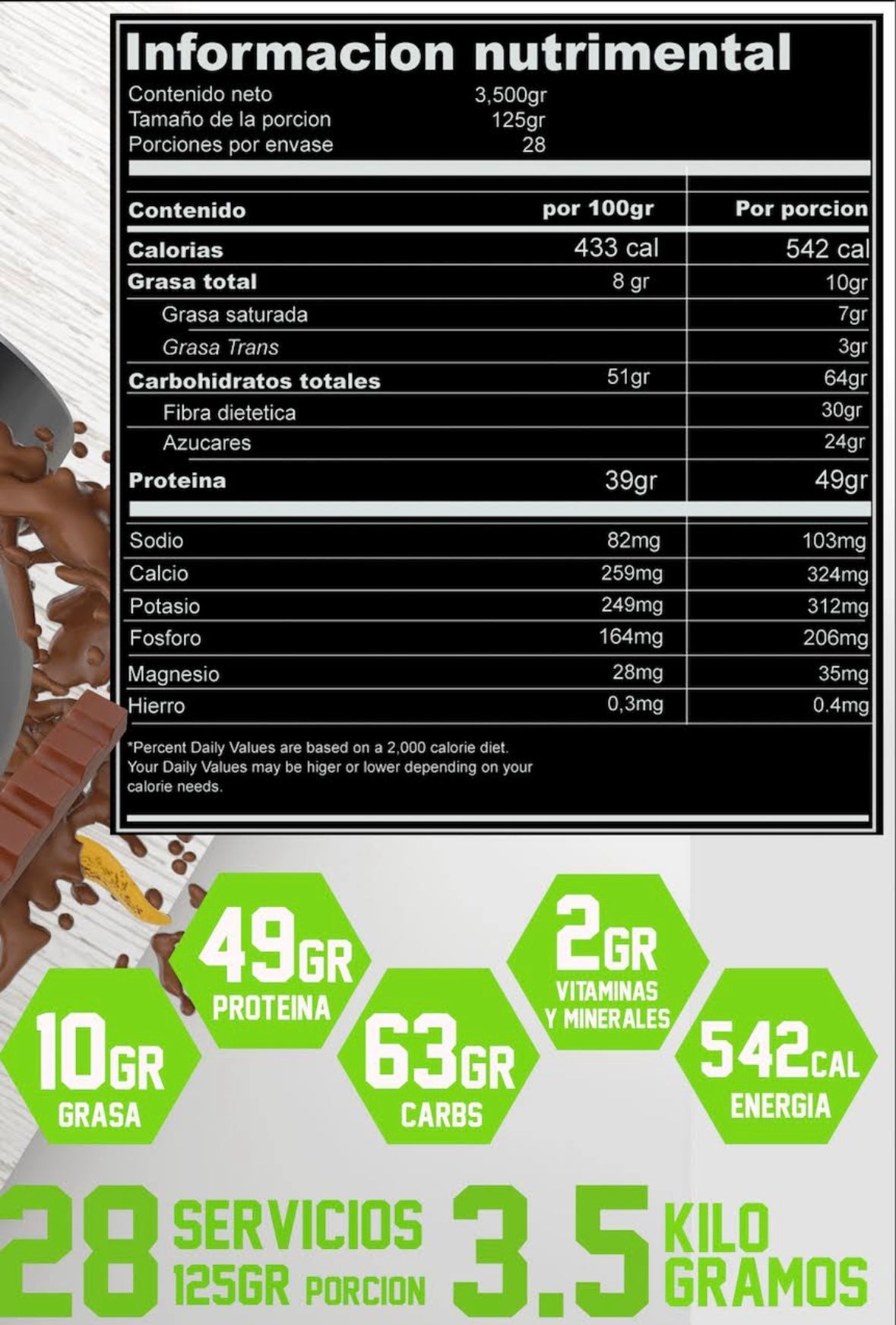 Massiv Proteina Whey 3.5 Kg Holix Lab 28 Serv Sabor Chocobanana