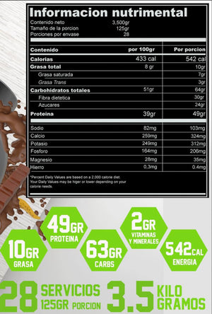 Massiv Proteina Whey 3.5 Kg Holix Lab 28 Serv Sabor Chocobanana