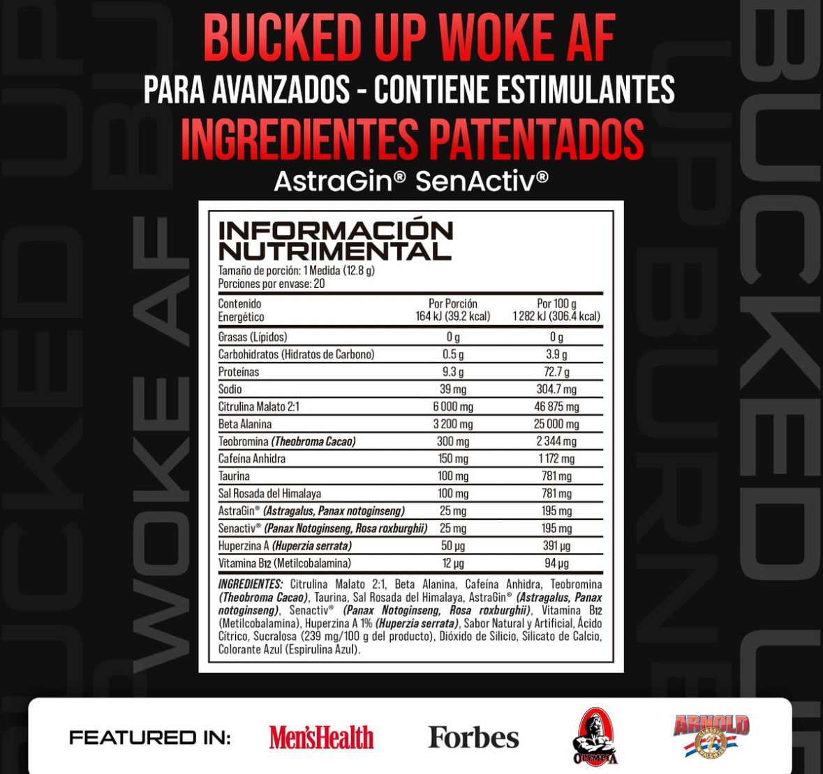 Woke Af Pre Workout Estimulante y Beta Alanina y Citrulina Sabor Sour Power