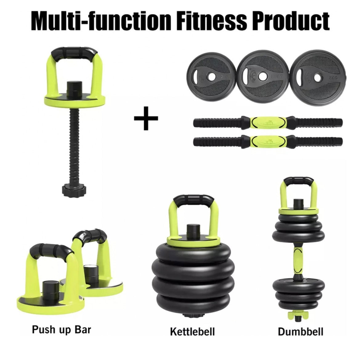Set gym mancuernas 20kg color verde neón Black Mamut, ¡ENTRENA EN CASA SIN GYM!