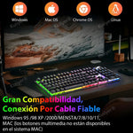 KUIIYER Teclado Mecánico Para Juegos, E310 Teclado Gamer con Cable, Retroiluminación LED RGB, Ideal para Juego y Trabajo para PC Windows 7, 8, 10 o Mac OS (negro)