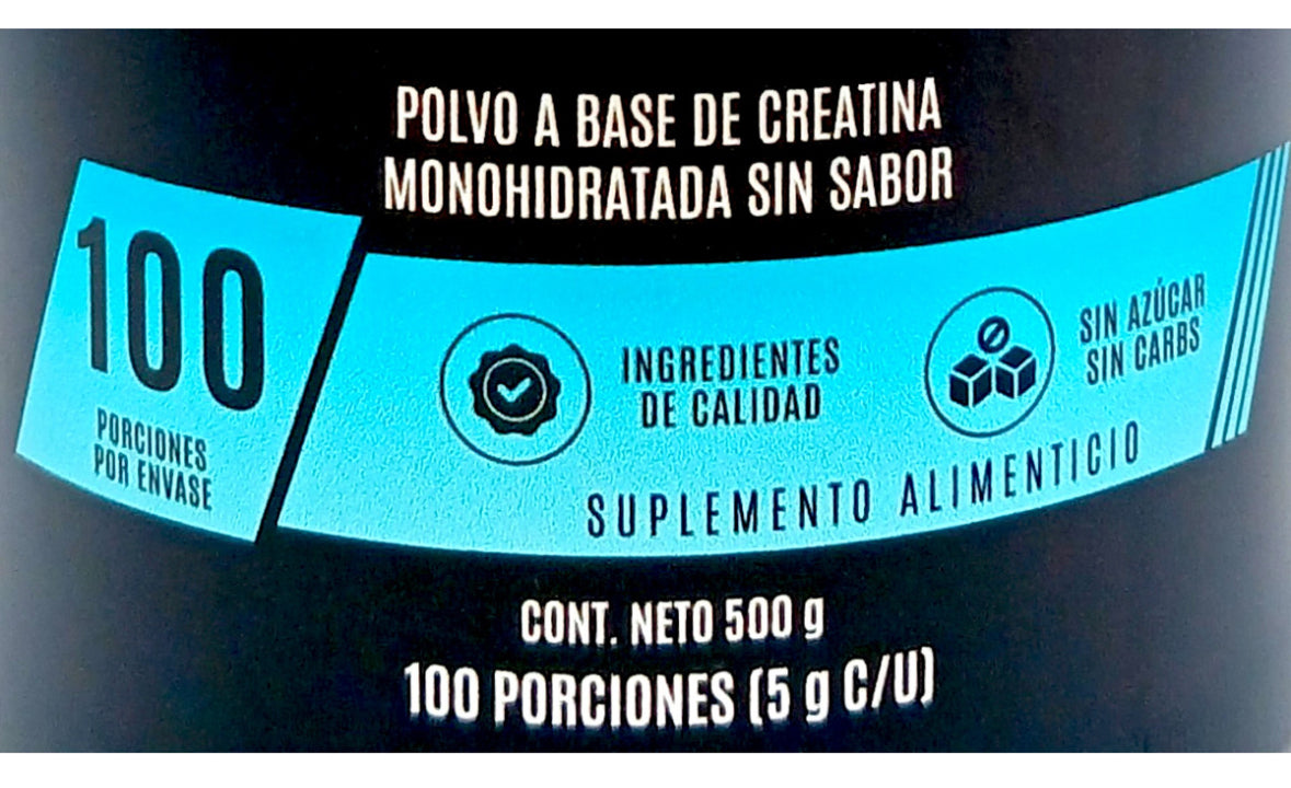 Creatina Monohidratada 100% Pura Sin Sabor 500 G Snatural