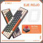 Free Wolf T60 60% Teclado Alámbrico mecánico Español, 62 Teclas Anti-ghosting, Retroiluminado Full-RGB, Teclado Programable de Hot Swap, Teclado Gamer Con Cable Conectado Tipo C, Eje Rojo