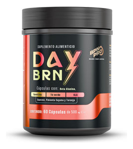 Termogénico | L-Carnitina, CLA, Guaraná, Té Verde, Magnesio, Zinc, Jengibre, Toronja, Beta Alanina | Energía Diaria, Apoyo Metabólico, Entrenamiento, Quemador De Grasa | DAY BRN BPN PRO 60 Cápsulas
