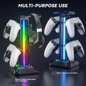 Soporte de auriculares Oivo girable y gancho de controlador desmontable RGB LED