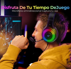 Auriculares Havit H2042d negros para PS4 PS5 Xbox PC 3,5 mm/USB color negro luz RGB