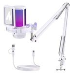 Maono Micrófono Gamer Rgb Condensador Usb Para Pc,dgm20s Color Blanco