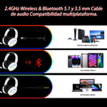 Auricular gamer inalámbrico Huo Ji X7 blanco con luz rgb LED