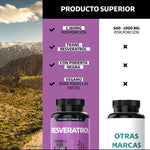 Resveratrol 100% Vegano de alto contenido en Polifenoles | Pimienta Negra Para Mejor Absorción, Vitamina C, Semilla De Uva Y Acai Beyond Vitamins Antioxidante | Vitaminas Mujer / Hombre - 60 Capsulas