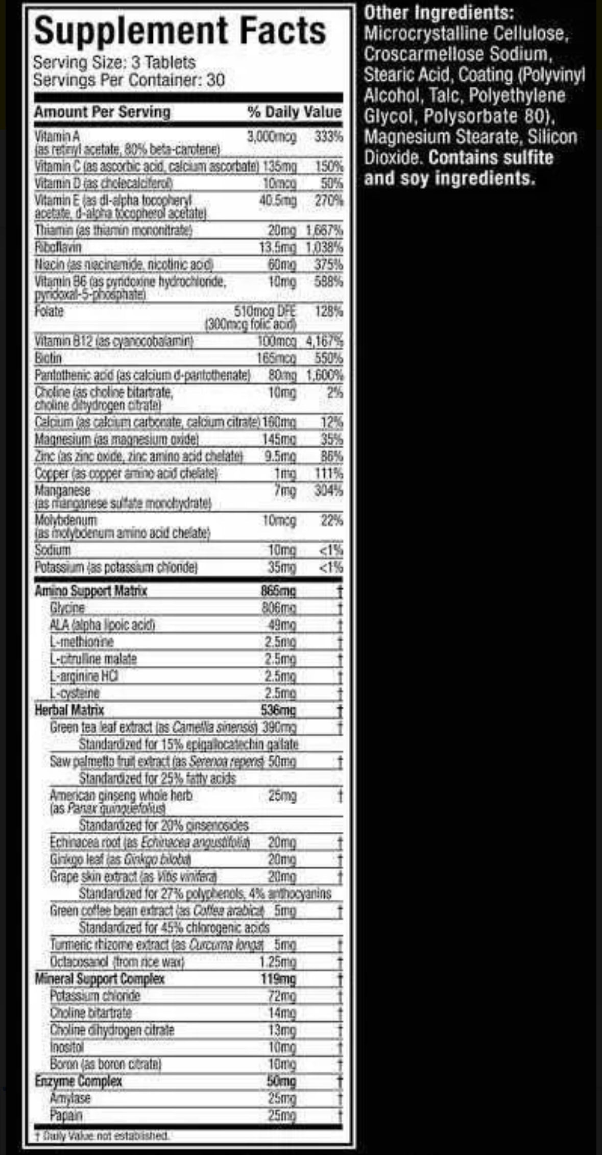 Suplemento En Tabletas Muscletech Multivitamin Platinum Aminoácidos/minerales/proteínas/vitaminas
