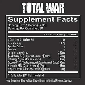 Suplemento En Polvo Redcon1 Total War Pre Entrenador Sabor Blue Raspberry En Bote De 441g