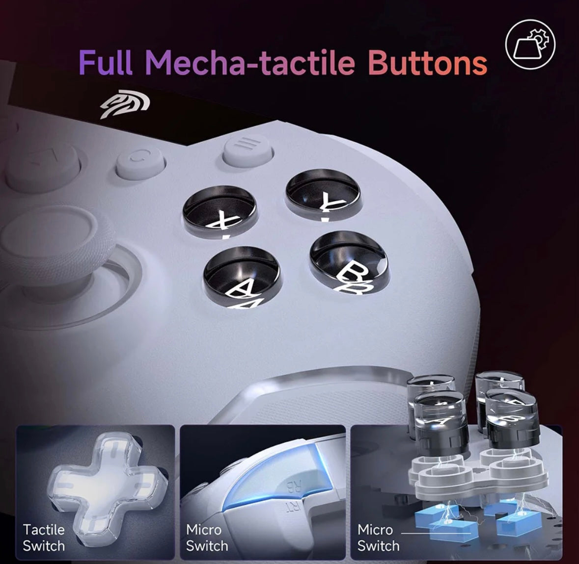 Easysmx X20 Mando PC Inalambrico con Hall Joystick Hall Trigger Botone Mecánico 1000mAh Batería Bluetooth Control Para PC Switch Móvil Joystick Con Giroscopio RGB Para Wuchang: Fallen Feathers