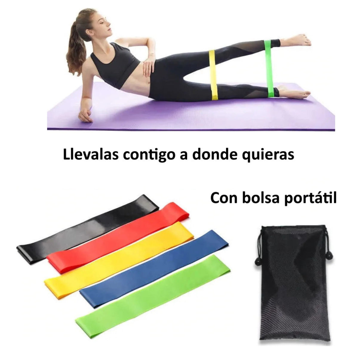 Kit De 5 Bandas Ligas De Resistencia Piernas Ejercicio Yoga Ele-Gate