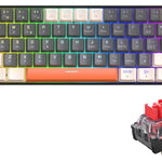 Free Wolf T60 60% Teclado Alámbrico mecánico Español, 62 Teclas Anti-ghosting, Retroiluminado Full-RGB, Teclado Programable de Hot Swap, Teclado Gamer Con Cable Conectado Tipo C, Eje Rojo