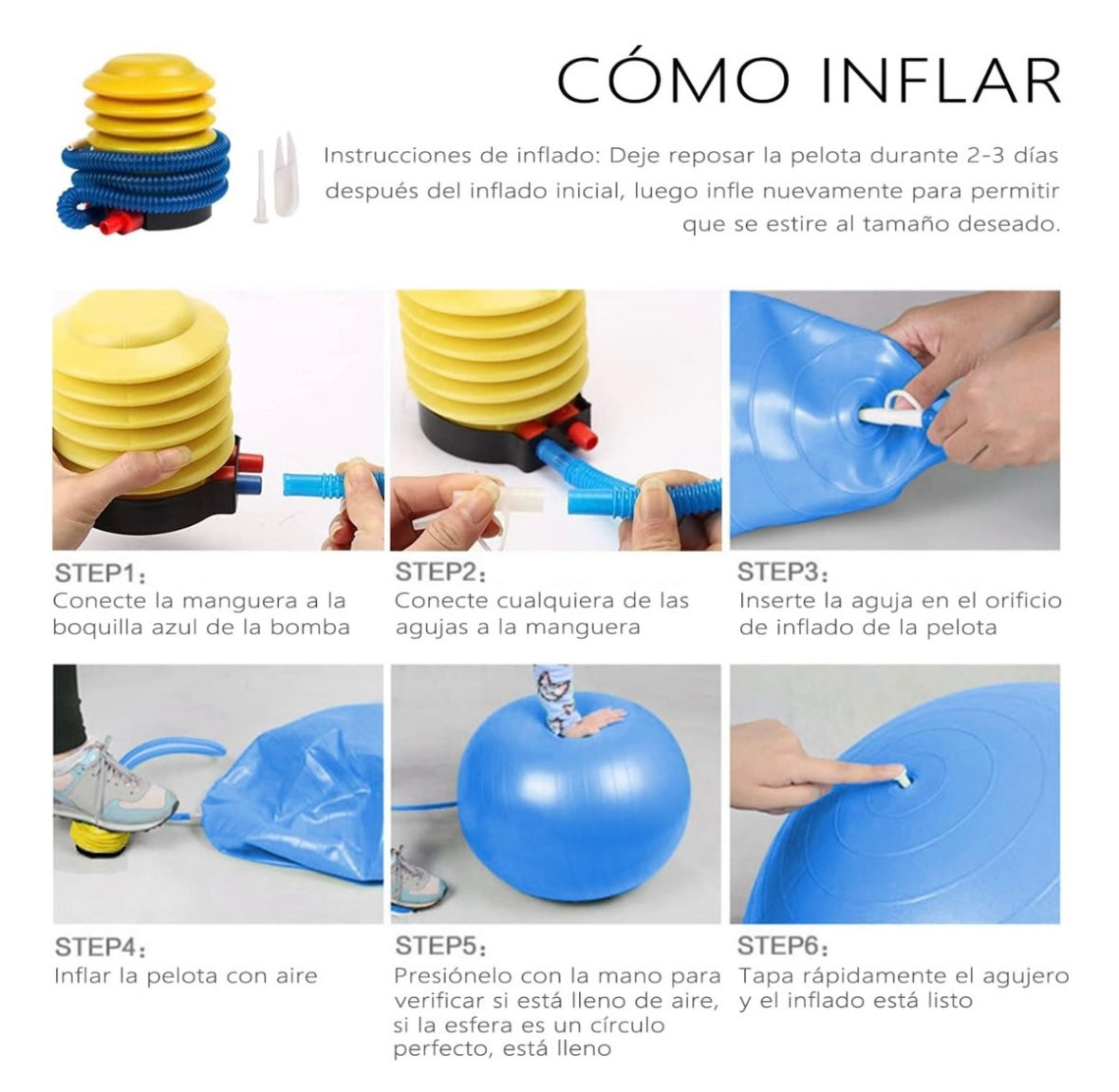 Pelota Fitness De Yoga Acondicionamiento 65 Cm Con Bomba Pelota de Ejercicio para Fitness, Ejercicio en Casa, Yoga, Pilates, etc. Adecuada para Hombres y Mujeres Color Azul Yuhuangcheng