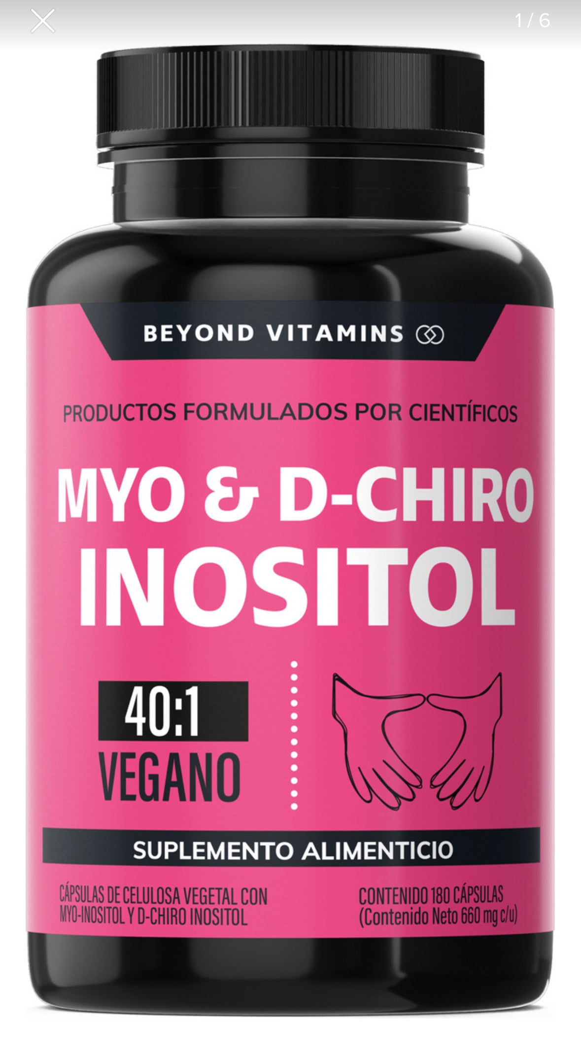 Inositol Capsulas 40:1 | Myo Y D-chiro Inositol 100% Puro Premium En Cápsulas Beyond Vitamins | Sin Sabor | Myo Inositol - Myo Y D-chiro Inositol Vegano | Vitaminas Mujer - 180 capsulas