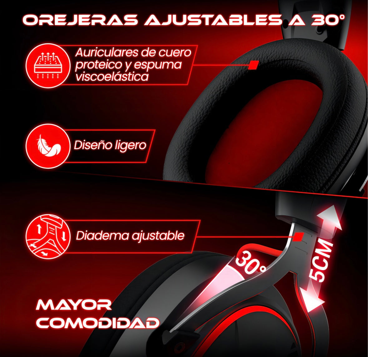 Audífonos Gamer Para Inalámbricos Diademas con Micrófono De Cancelación De Ruido Sonido Envolvente Virtual 7.1, 2.4g De Baja Latencia Con Conector Usb Y Type-c, Bluetooth 5.3 Para Pc Oxs G2 Negro
