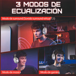 Audífonos Gamer Para Inalámbricos Diademas con Micrófono De Cancelación De Ruido Sonido Envolvente Virtual 7.1, 2.4g De Baja Latencia Con Conector Usb Y Type-c, Bluetooth 5.3 Para Pc Oxs G2 Blanco