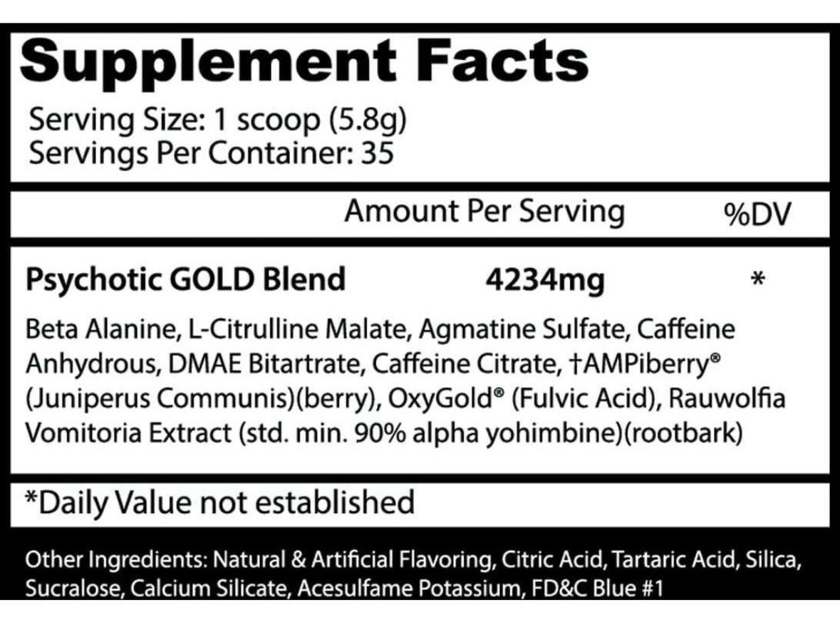 Pre Entreno Insane Labz Psychotic Gold 35 Servicios Sabor Fruit Punch
