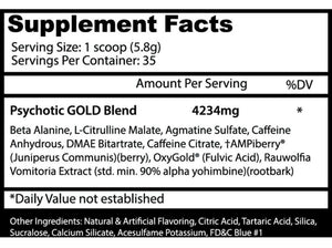 Pre Entreno Insane Labz Psychotic Gold 35 Servicios Sabor Fruit Punch