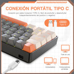 Free Wolf T60 60% Teclado Alámbrico mecánico Español, 62 Teclas Anti-ghosting, Retroiluminado Full-RGB, Teclado Programable de Hot Swap, Teclado Gamer Con Cable Conectado Tipo C, Eje Rojo