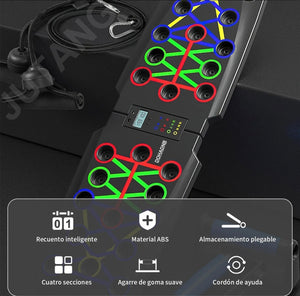 Push Up Board Ejercicio en Casa, Tablero para Lagartijas Portátil Antideslizante Multifuncional Fitness, Soporte 30 en 1 con Conteo de Tiempo Automático,con Ligas de Resistencia.para Fitness