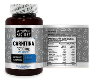 Carnitina 600 Mg, 60 Cápsulas, Calidad Premium Sabor Natural