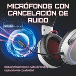 Audífonos Gamer Para Inalámbricos Diademas con Micrófono De Cancelación De Ruido Sonido Envolvente Virtual 7.1, 2.4g De Baja Latencia Con Conector Usb Y Type-c, Bluetooth 5.3 Para Pc Oxs G2 Blanco