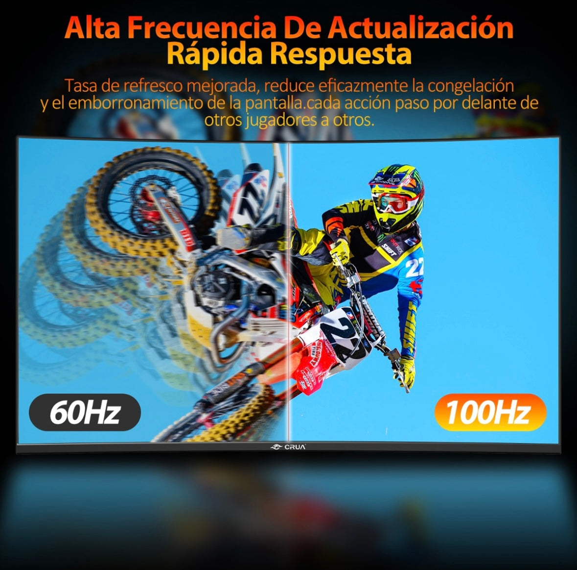 Monitor Gamer Crua CR240QA Curb con pantalla de 24.5" 120Hz y resolución Full HD HDMI VGA LED Negro