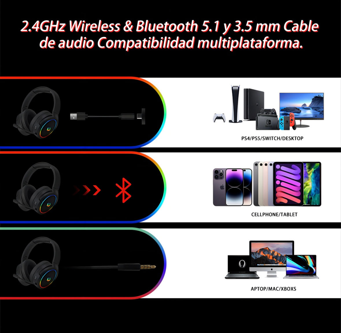 Audifonos Inalambricos Con Microfono Bluetooth De Ruido, color negro
