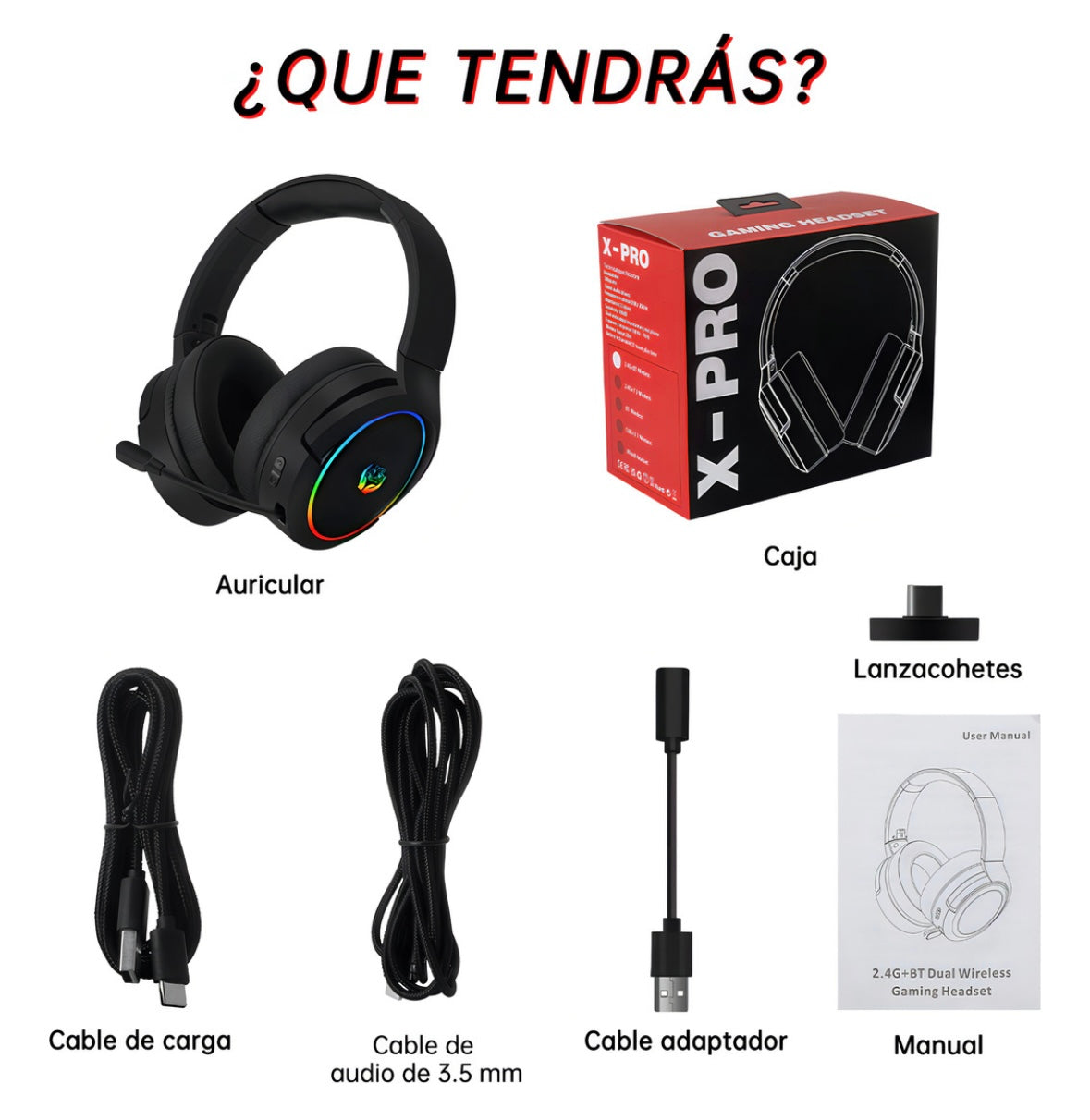 Audifonos Inalambricos Con Microfono Bluetooth De Ruido, color negro