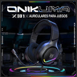 Auriculares profesionales para jugadores Onikuma X31 Rgb negros
