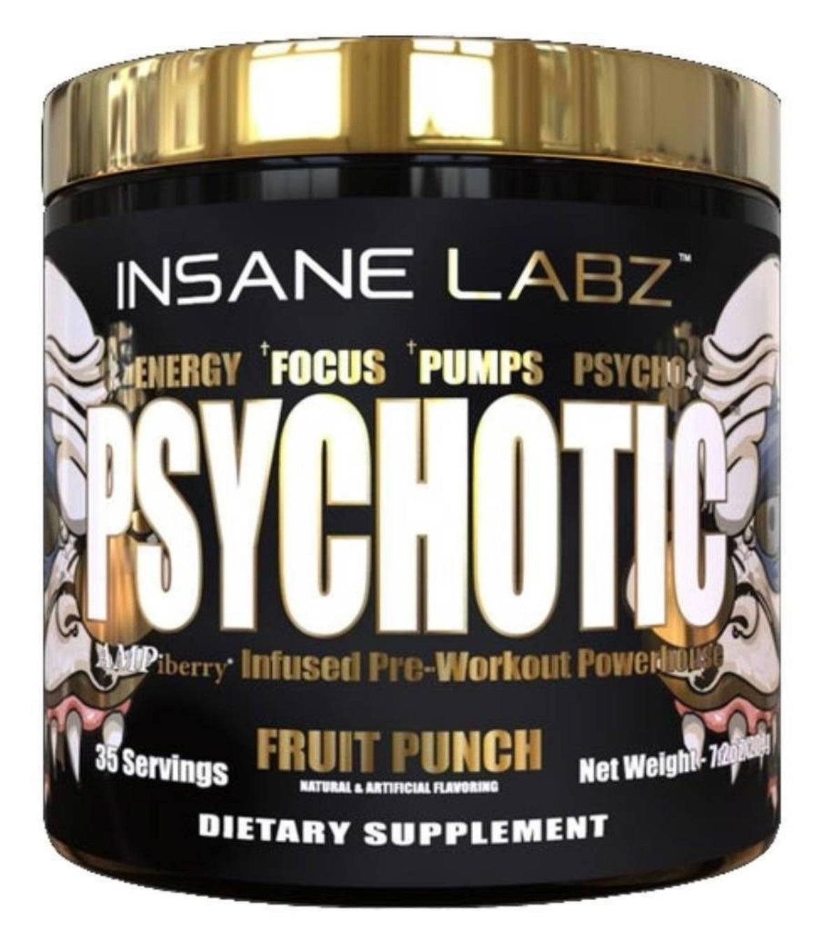 Pre Entreno Insane Labz Psychotic Gold 35 Servicios Sabor Fruit Punch