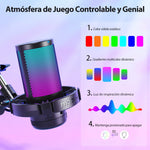 MAONO Micrófono PC Gamer Micrófono USB Condensador con Cancelación de Ruido Silencio Ganancia Monitoreo para Streaming Podcast Celular Computadora DGM20S Negro