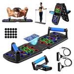 Push Up Board Ejercicio en Casa, Tablero para Lagartijas Portátil Antideslizante Multifuncional Fitness, Soporte 30 en 1 con Conteo de Tiempo Automático,con Ligas de Resistencia.para Fitness