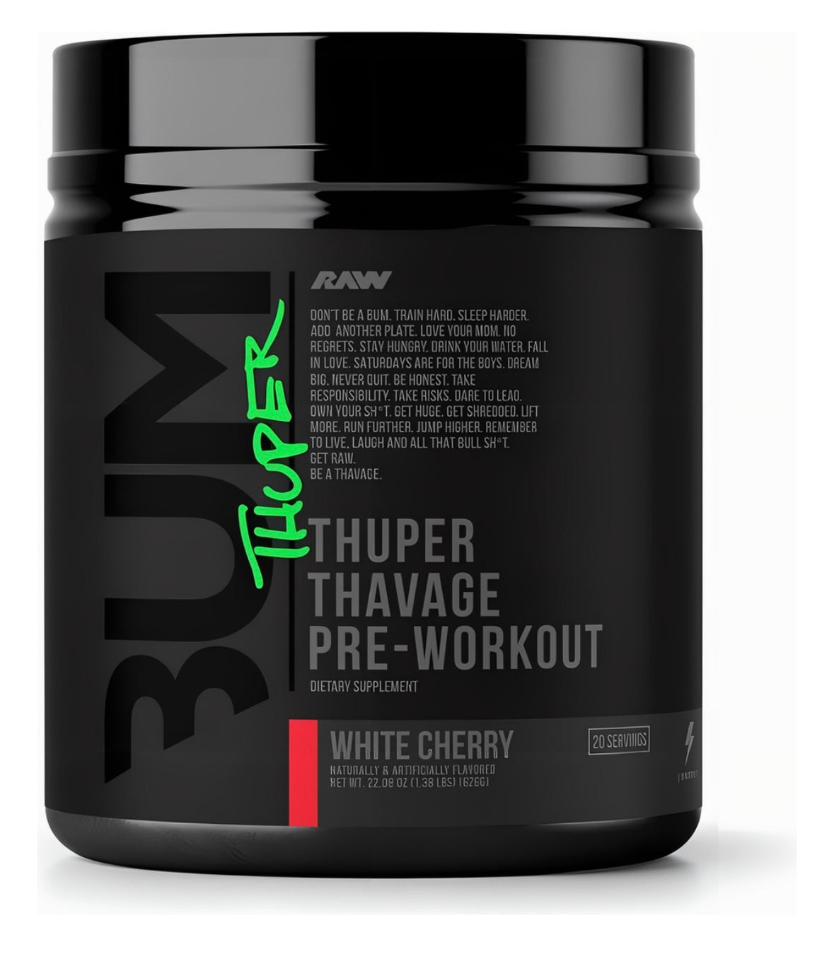 Suplemento En Polvo Raw Nutrition Raw Cbum Thuper Thavage Pre Entrenamiento Sabor White Cherry En Bote
