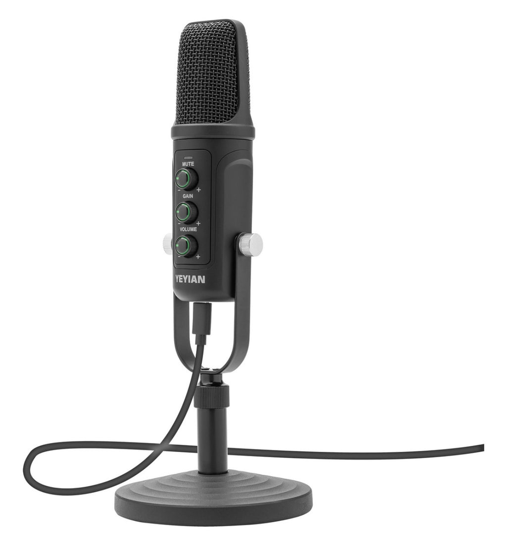 Yeyian Kit Micrófono Condensador YSA-UCHQ-01 Alámbrico USB Negro Incluye Soporte de Brazo Soporte de Escritorio Filtro Pop y Cable USB A/B