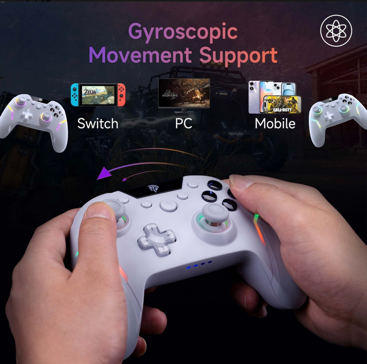 Easysmx X20 Mando PC Inalambrico con Hall Joystick Hall Trigger Botone Mecánico 1000mAh Batería Bluetooth Control Para PC Switch Móvil Joystick Con Giroscopio RGB Para Wuchang: Fallen Feathers