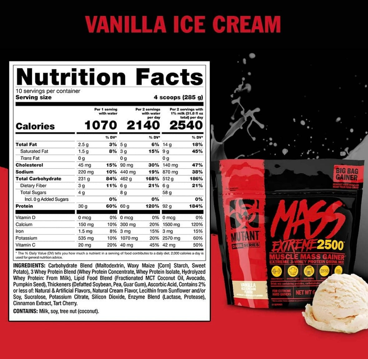 Proteina Mutant Mass Extreme 2500 6 Lbs Ganador De Peso Sabor Triple Chocolate