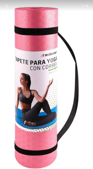 Redlemon Tapete para Yoga con Correa para Transportar, Yoga Mat de 9 mm de Grosor para Pilates, Ejercicio, Gimnasio, Resistente, Flexible y Portátil, Rosa y Azul, Fácil de Limpiar, Enrollable, Azul