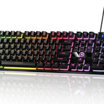 KUIIYER Teclado Mecánico Para Juegos, E310 Teclado Gamer con Cable, Retroiluminación LED RGB, Ideal para Juego y Trabajo para PC Windows 7, 8, 10 o Mac OS (negro)