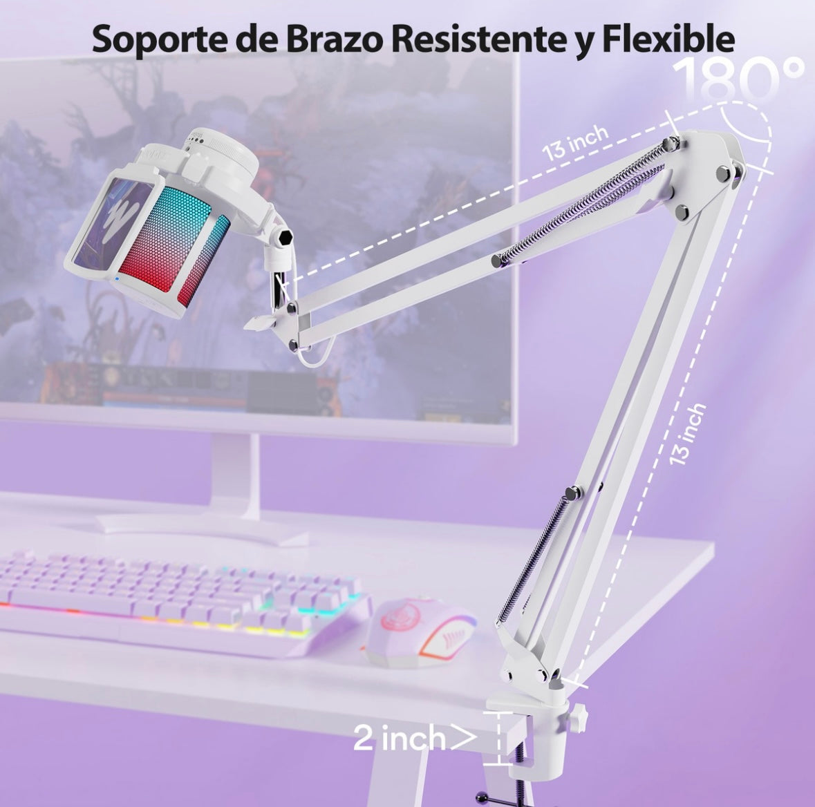 Maono Micrófono Gamer Rgb Condensador Usb Para Pc,dgm20s Color Blanco