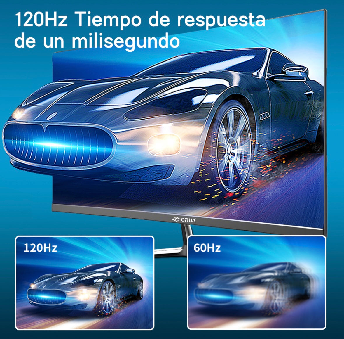 Monitor Gamer Crua CR240QA Curb con pantalla de 24.5" 120Hz y resolución Full HD HDMI VGA LED Negro