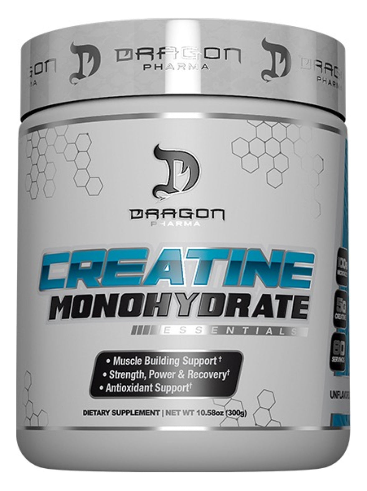 Creatina Monohidratada Dragon Pharma 300 Gramos 60 Servicios Sabor Sin sabor