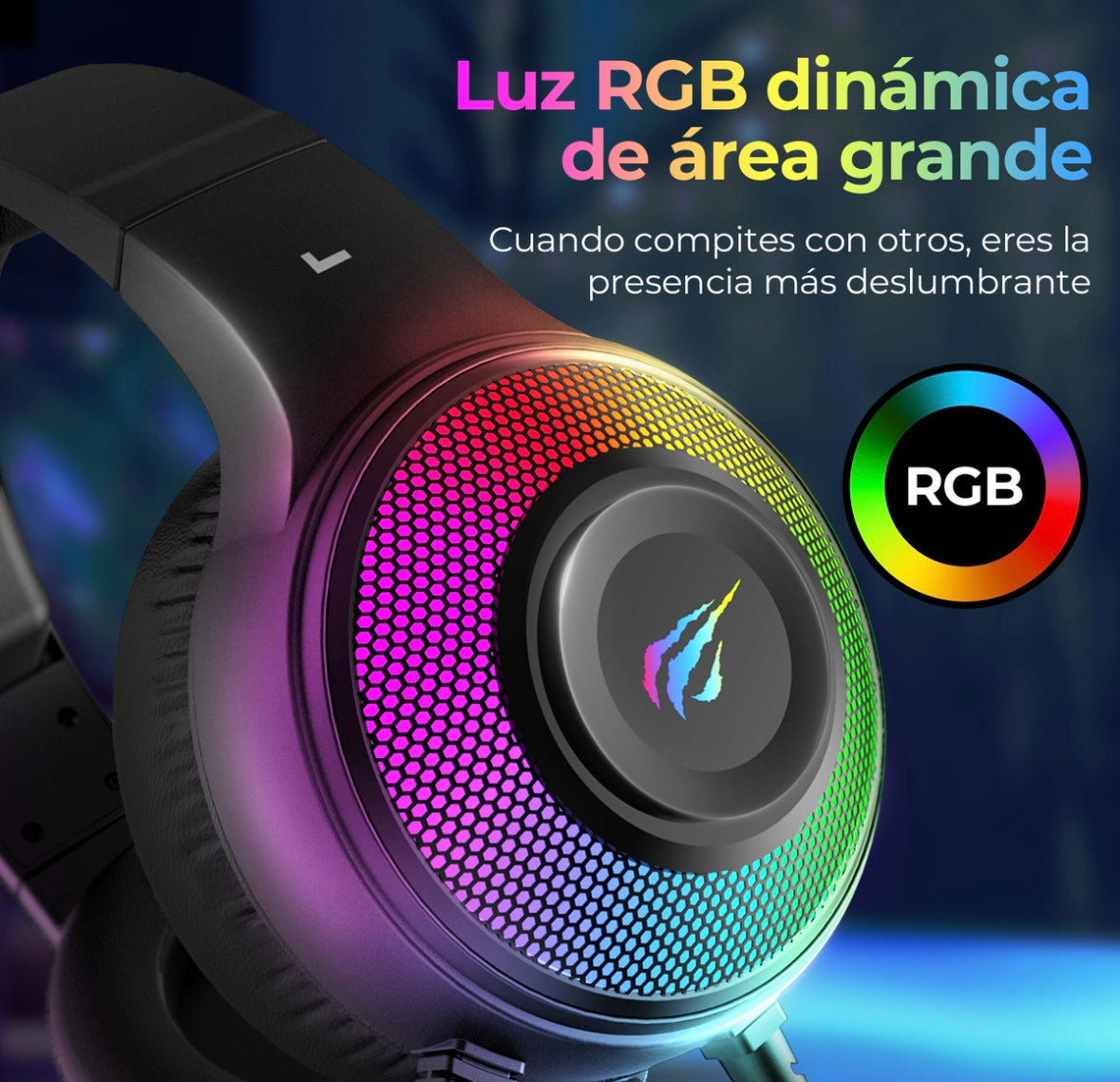 Auriculares Havit H2042d negros para PS4 PS5 Xbox PC 3,5 mm/USB color negro luz RGB